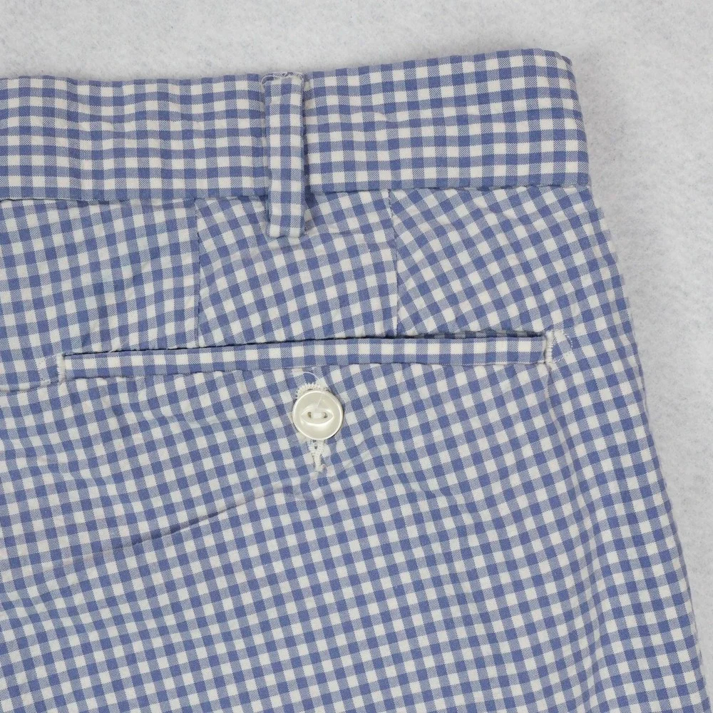 VTG Polo Ralph Lauren Shorts Mens 34 White Blue Gingham Checks Chino Preppy Golf